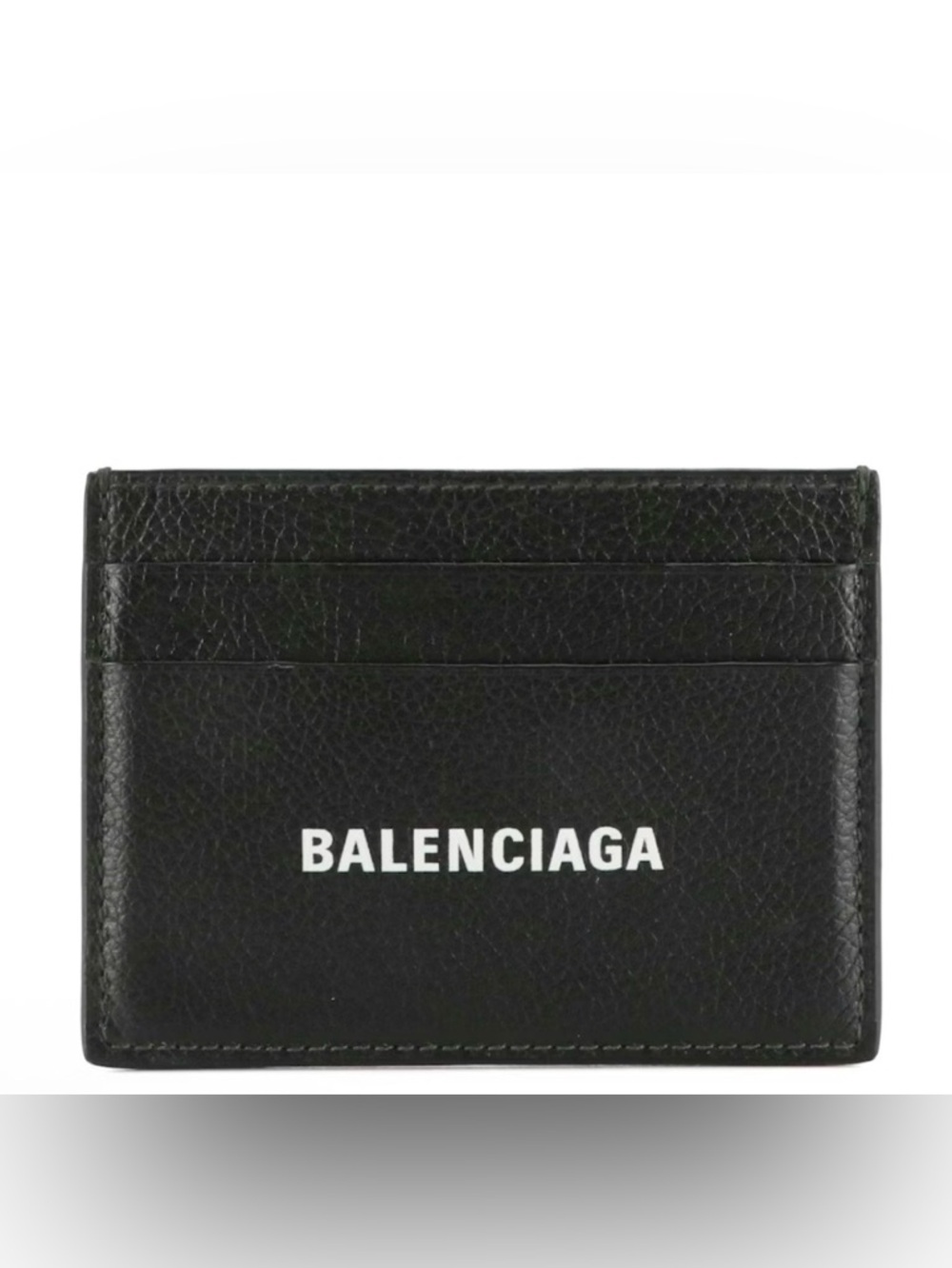 Balenciaga Black Pebbled Leather Card Case with Box
